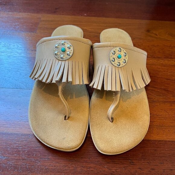Fringe Suede Sandal Fawn Color, Great condition, Size 10 M - Picture 1 of 4